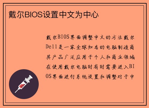 戴尔BIOS设置中文为中心